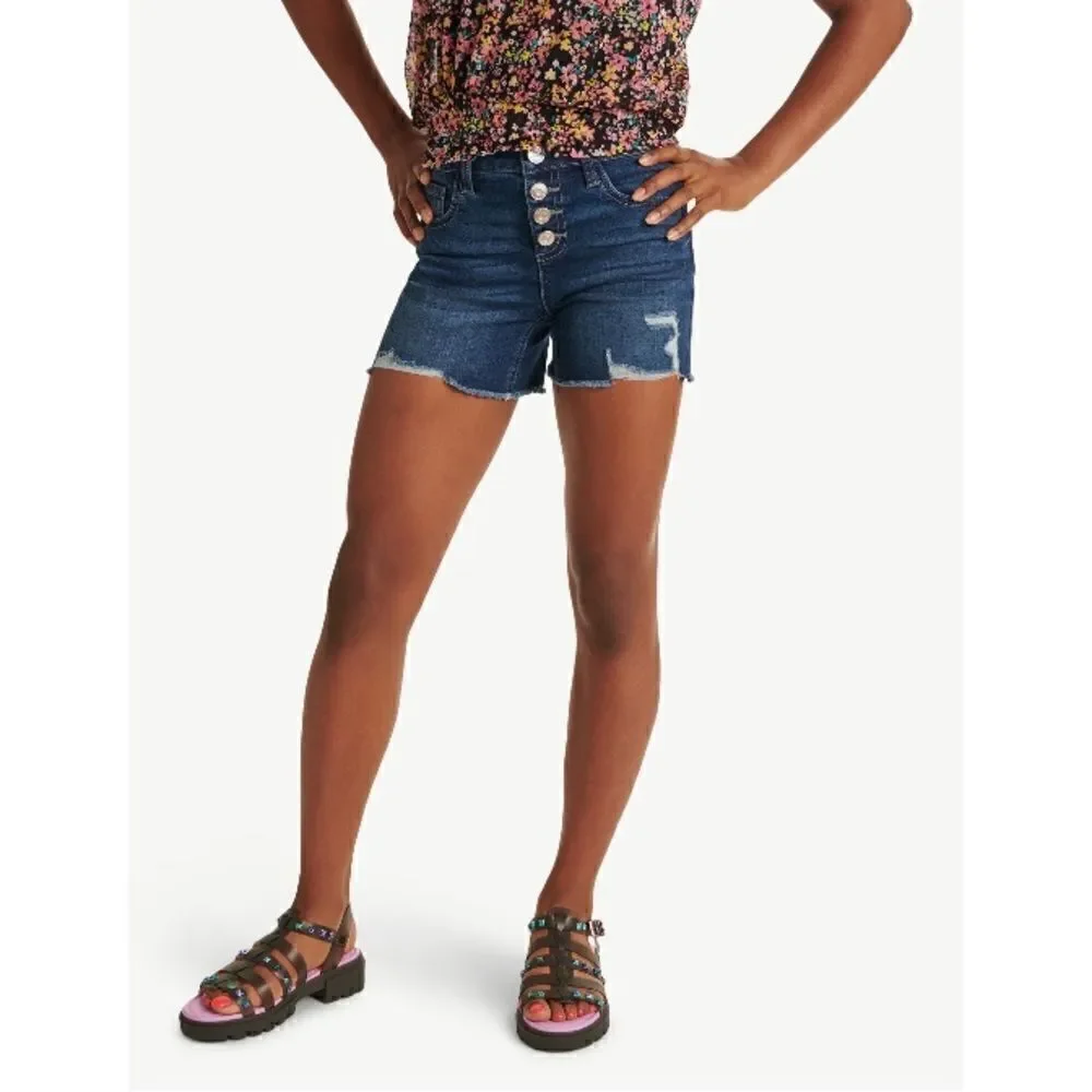 Justice Girl's Highrise Denim Distressed Midi Shorts 2-Pack Size 14